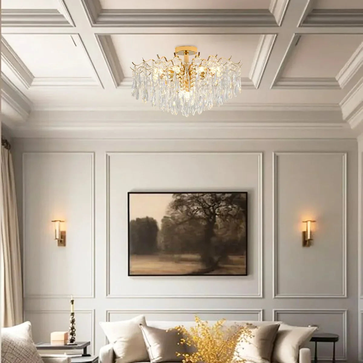 Feyran French Vintage Crystal Ceiling Chandelier
