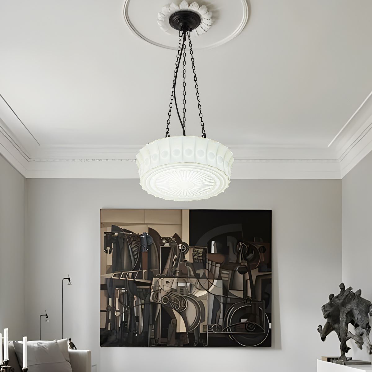 Feyran Hailie Vintage French Dome Pendant Light for Living Room