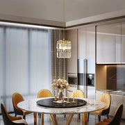 1- Light Gold Crystal Linear Pendant Light - Dinning Room | Feyran