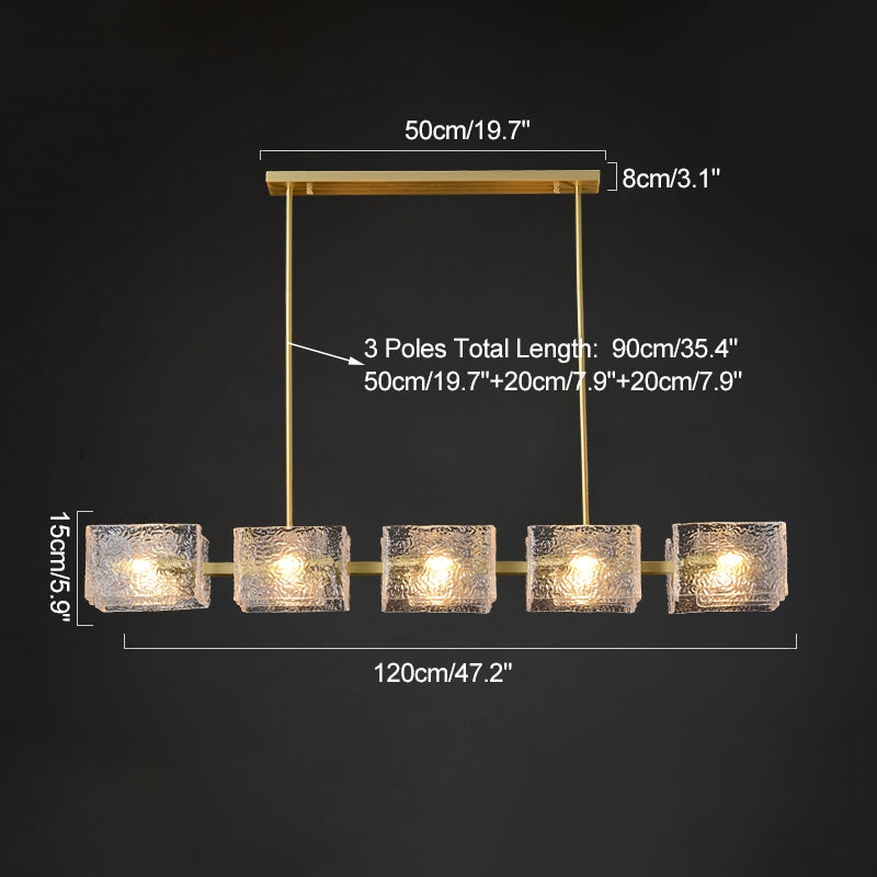 Feyran Textured Glass Linear Chandelier for Dining Room
