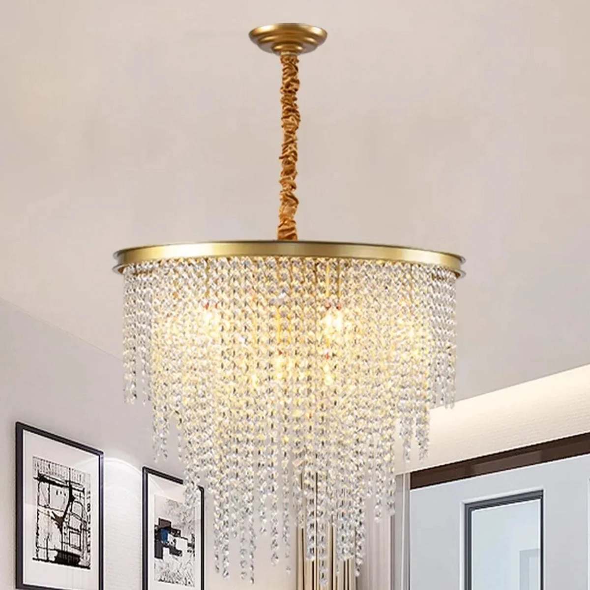 Feyran Octagonal Beaded Crystal Chandelier