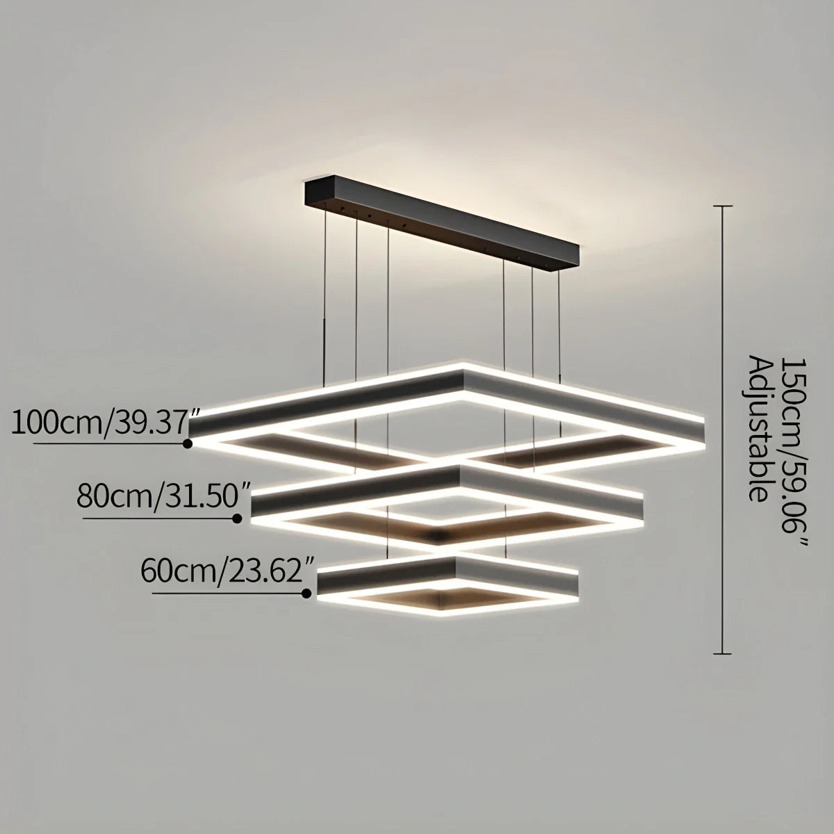 Feyran Tiered Black Square Pendant Lamp for Living Room