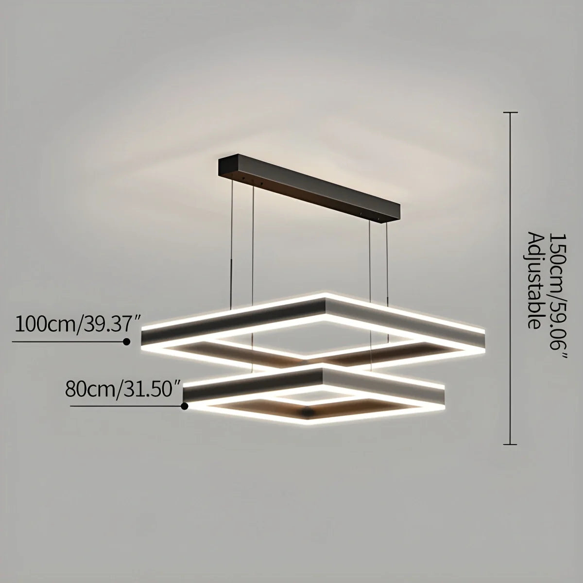 Feyran Tiered Black Square Pendant Lamp for Living Room