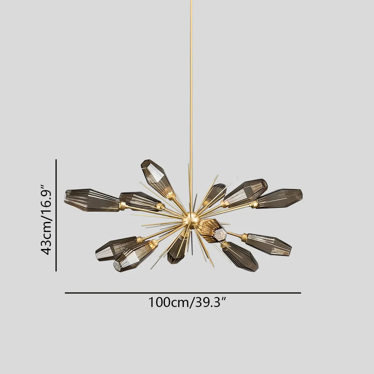 Feyran Kristal Rock Glass Chandelier for Dining Room