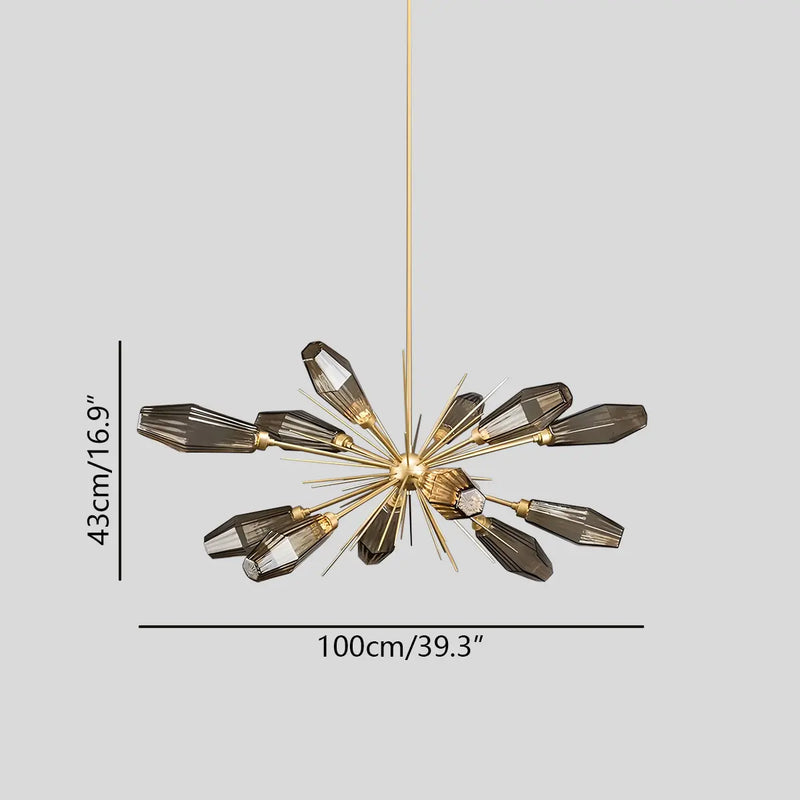 Feyran Kristal Rock Glass Chandelier for Dining Room