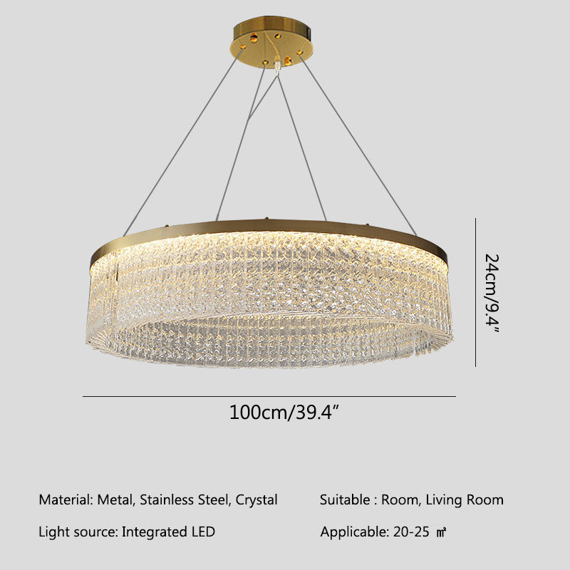 Feyran Round Halo Crystal Chandelier for Living Room