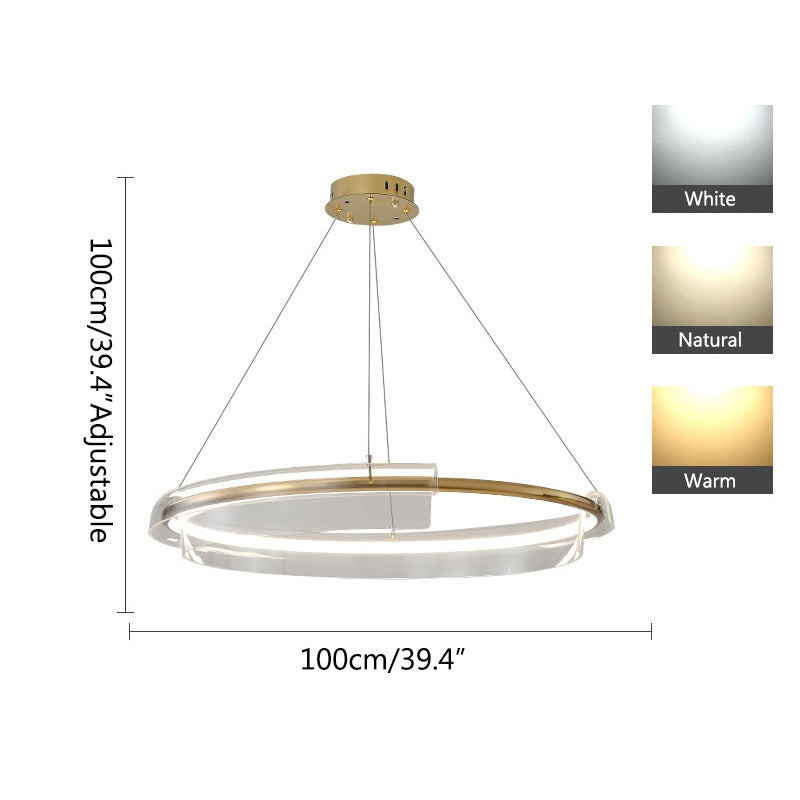 Feyran Iron Acrylic Circular Chandelier for Living Room