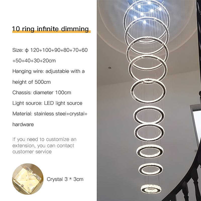 Feyran Luxurious Ring Layered Crystal Chandelier