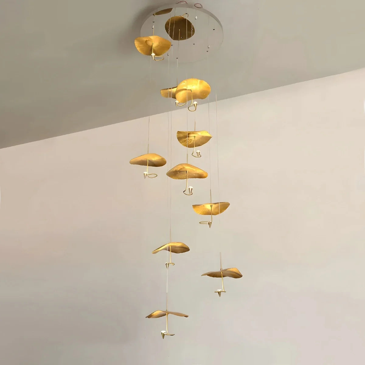 Feyran Orlia Brass Lotus Leaf Chandelier