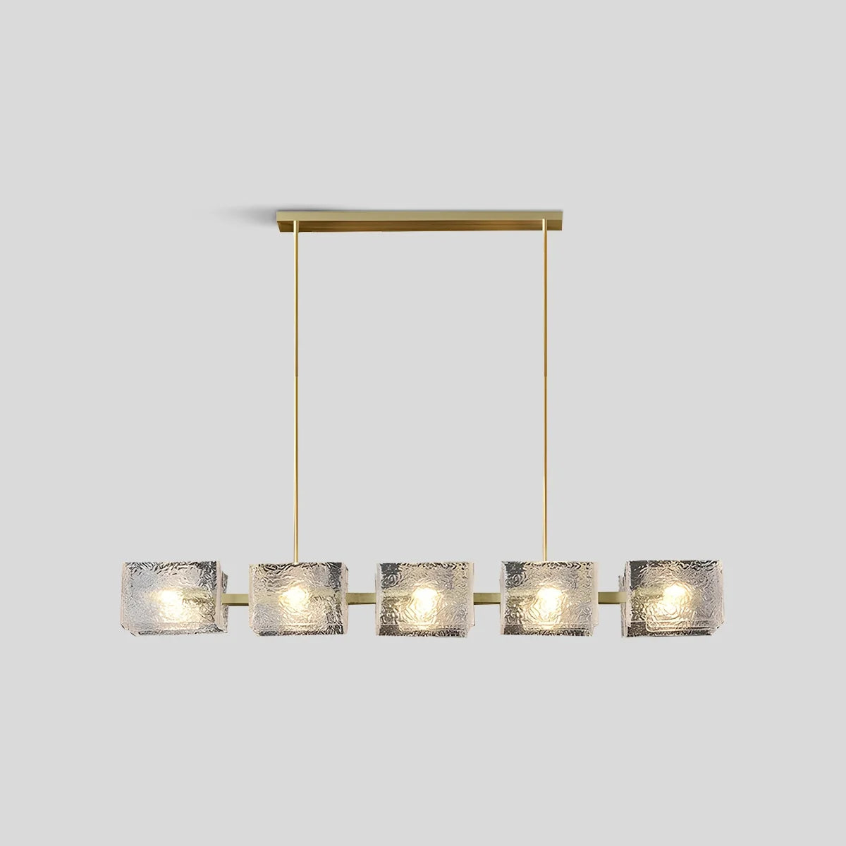 Feyran Textured Glass Linear Chandelier for Dining Room