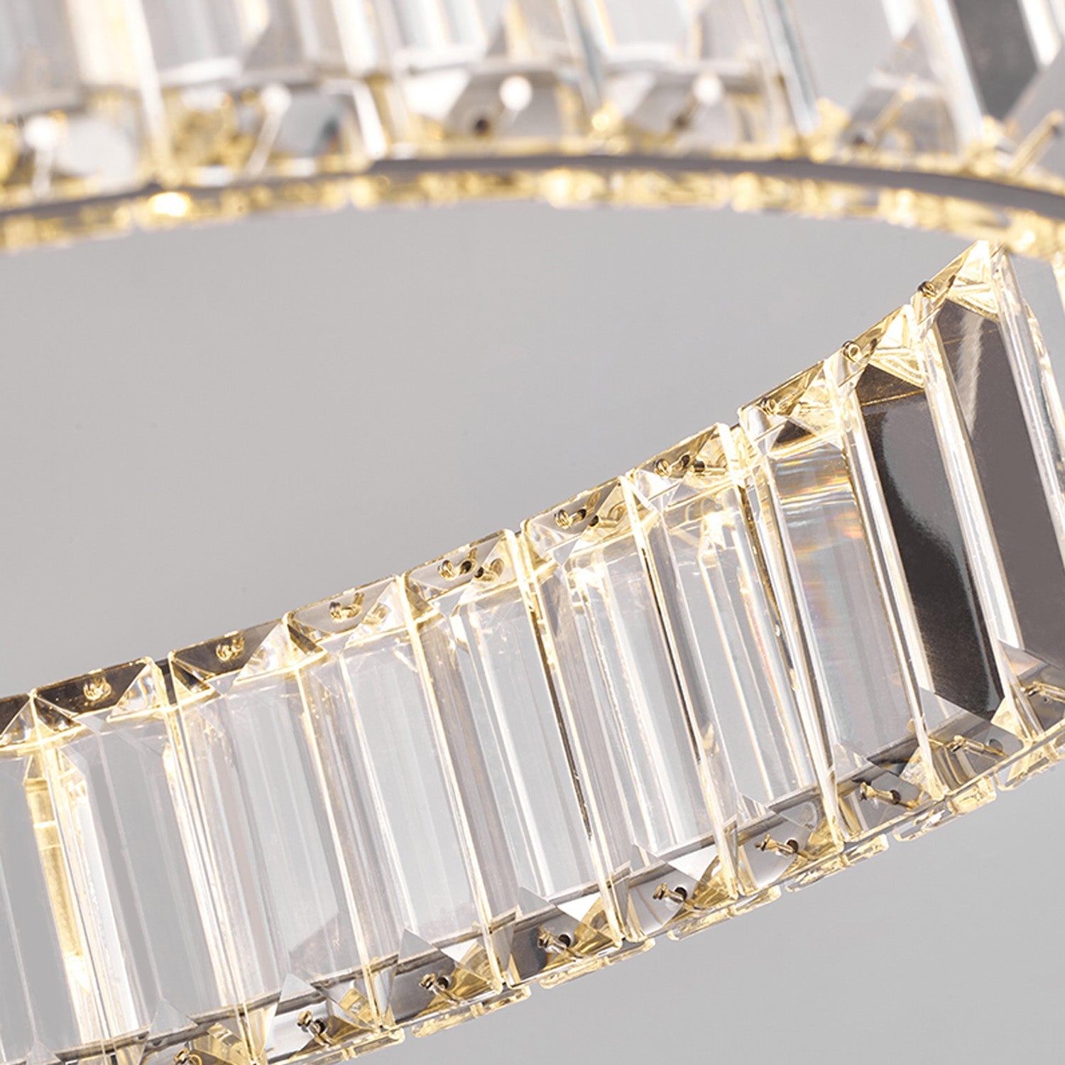 Modern 8-Tiered Ring Crystal Chandelier - Luxury Grand Foyer Lighting for High Ceiling & Staircase, Adjustable Height, 3-Color LED.