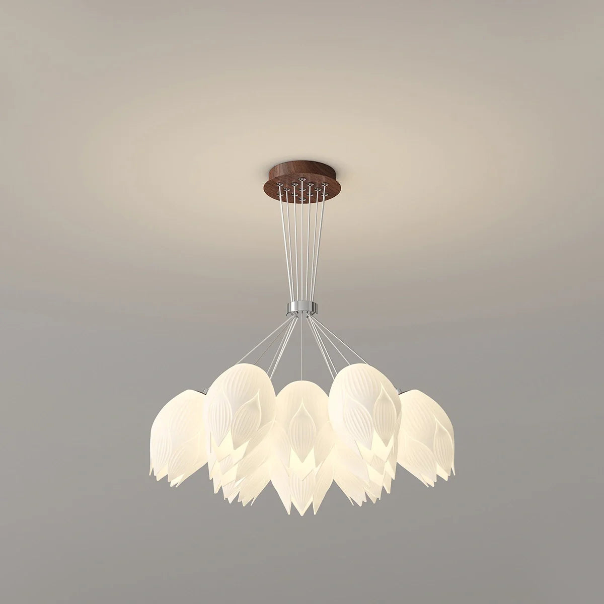 Feyran Cream Tulip Long Pendant Chandelier for Staircase