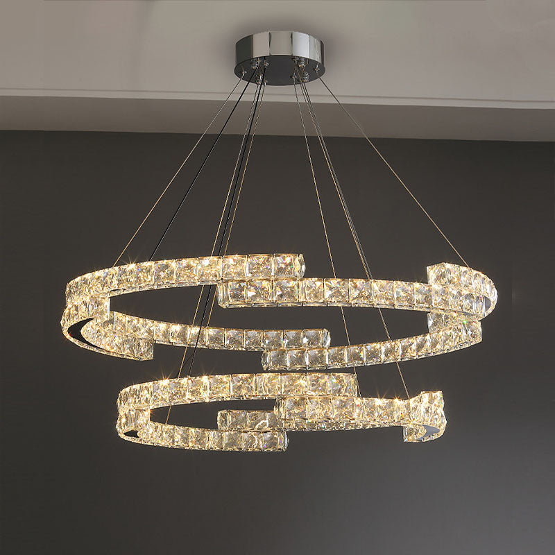 Double Irregularity Ring Dimmable LED Chandelier - Warm Light | Feyran