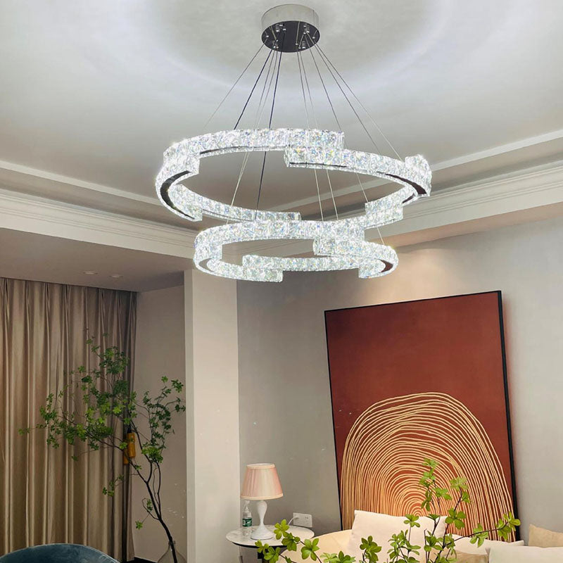 Double Irregularity Ring Dimmable LED Chandelier - Cold Light | Feyran