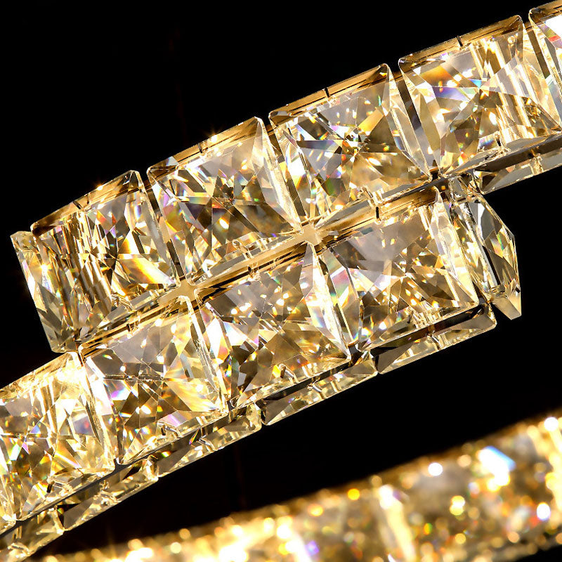 Double Irregularity Ring Dimmable LED Chandelier - Crystal Detail | Feyran