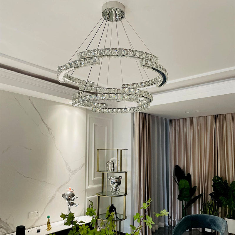 Double Irregularity Ring Dimmable LED Chandelier - Turn Off | Feyran