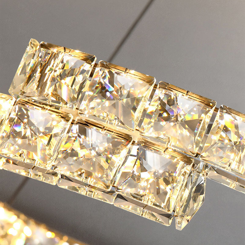 One Ring Oval Dimmable LED Chandelier - Crystal Detail | Feyran
