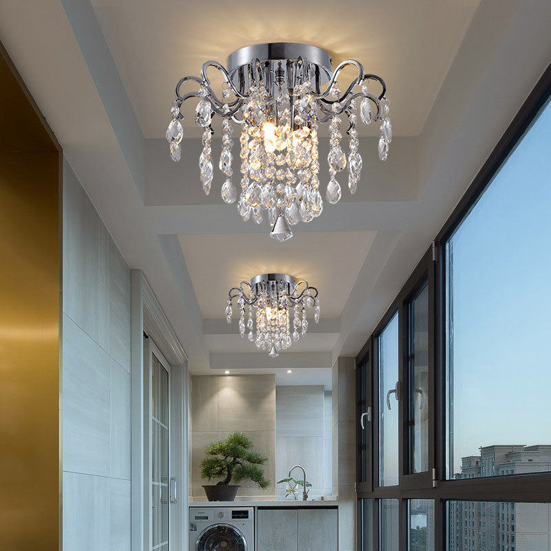 Modern Mini Round Crystal Flush Mount Ceiling Light | Feyran