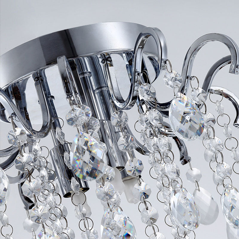 Modern Mini Round Crystal Flush Mount Ceiling Light - Crystal Detail | Feyran