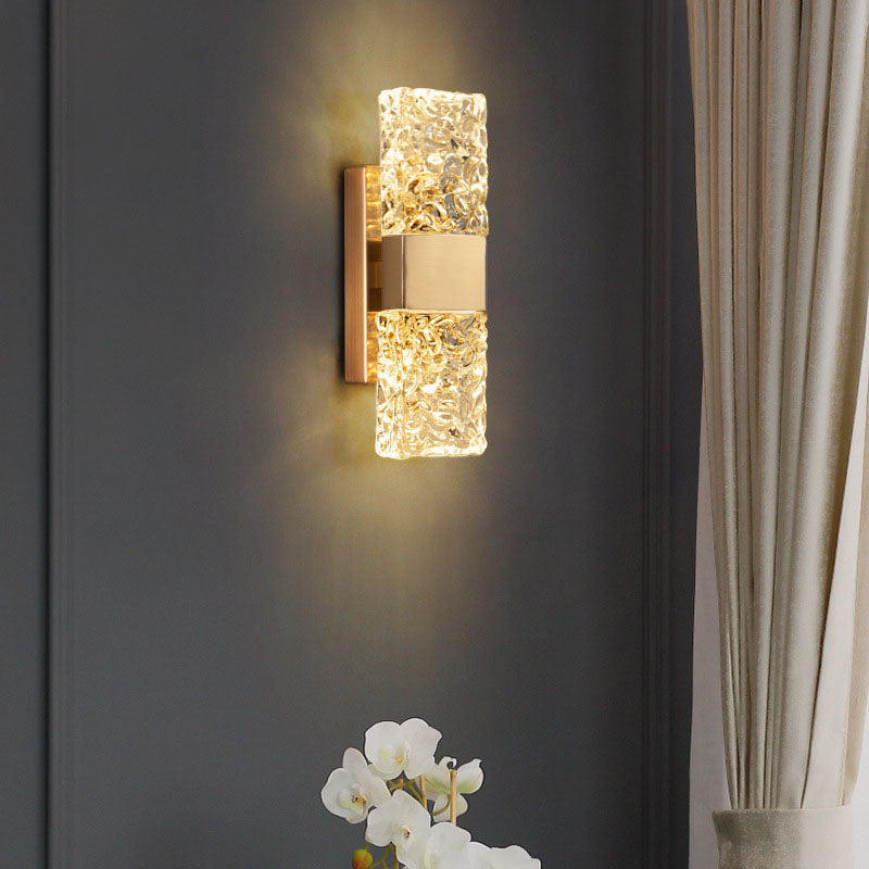 Gold Ripple Crystal Wall Sconce - Bedroom | Feyran