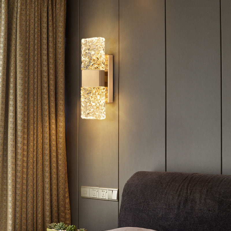 Gold Ripple Crystal Wall Sconce - Bedroom | Feyran