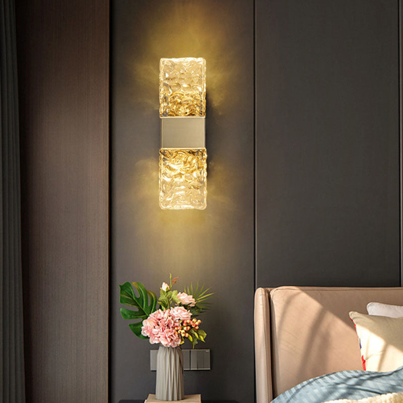 Gold Ripple Crystal Wall Sconce - Bedroom | Feyran