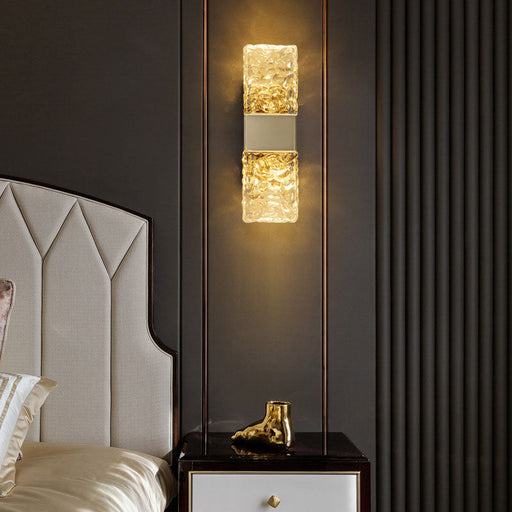 Gold Ripple Crystal Wall Sconce - Bedroom | Feyran