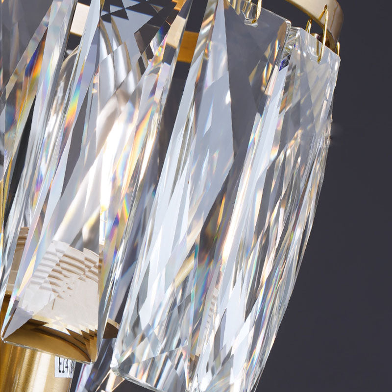 Round Modern Rustic Crystal Brass Chandelier - Crystal Detail | Feyran