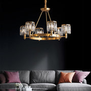 Round Modern Rustic Crystal Brass Chandelier - Living Room | Feyran