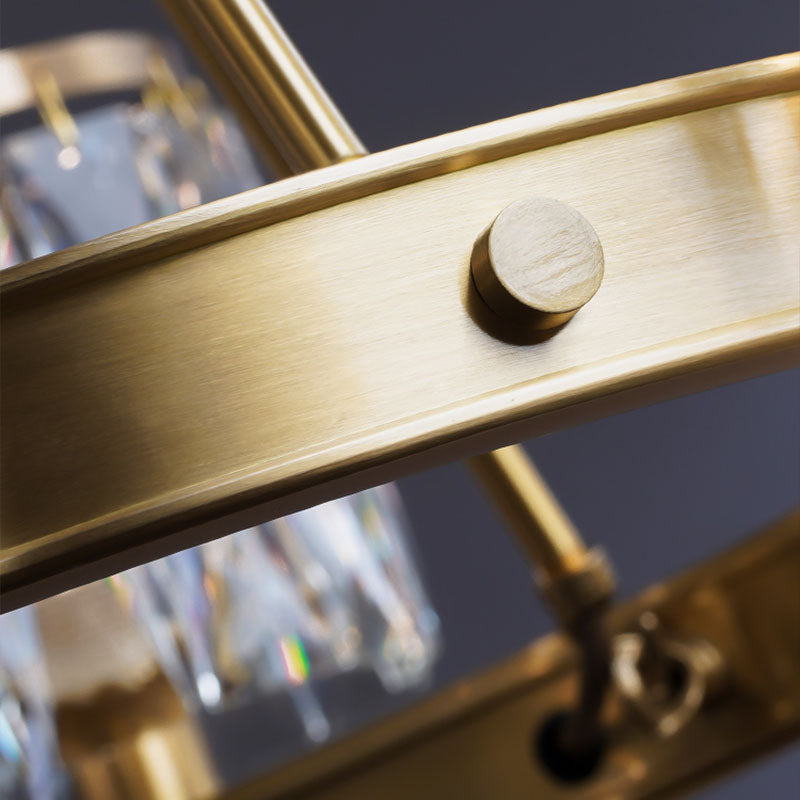 Round Modern Rustic Crystal Brass Chandelier - Frame Detail | Feyran