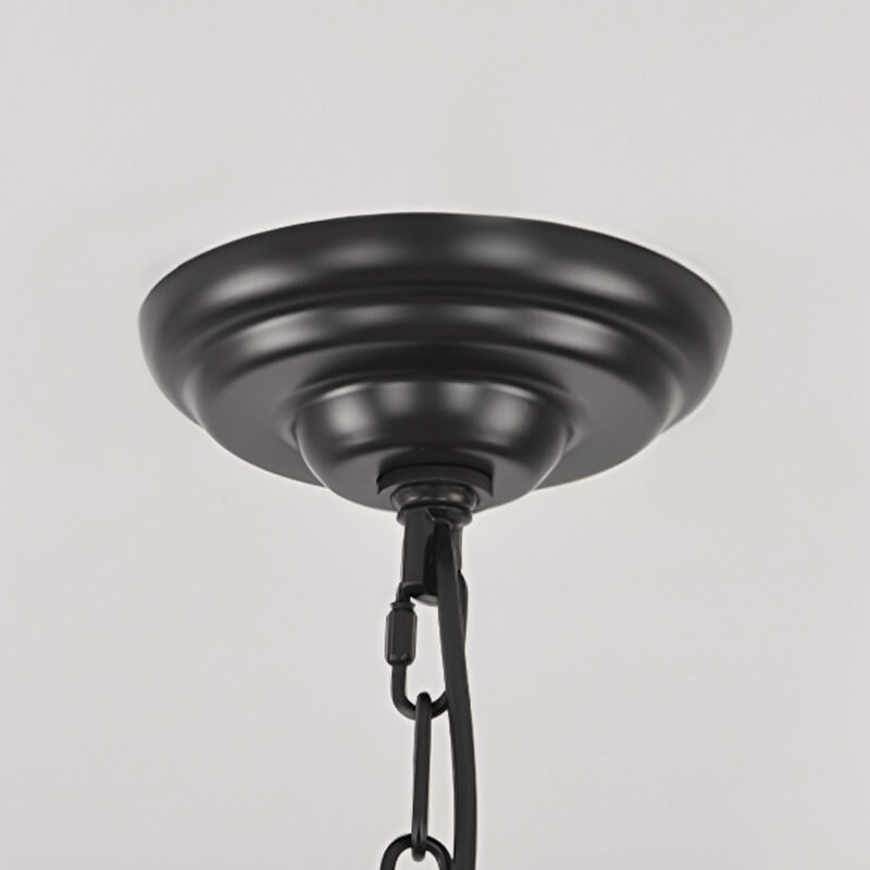 12 Lights Wagon Wheel Chandelier Black Round Globe Wrought Iron Pendant Lights-detail-2 | Feyran