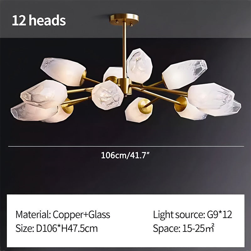 Feyran Crystal Bud Copper Chandelier for Living Room
