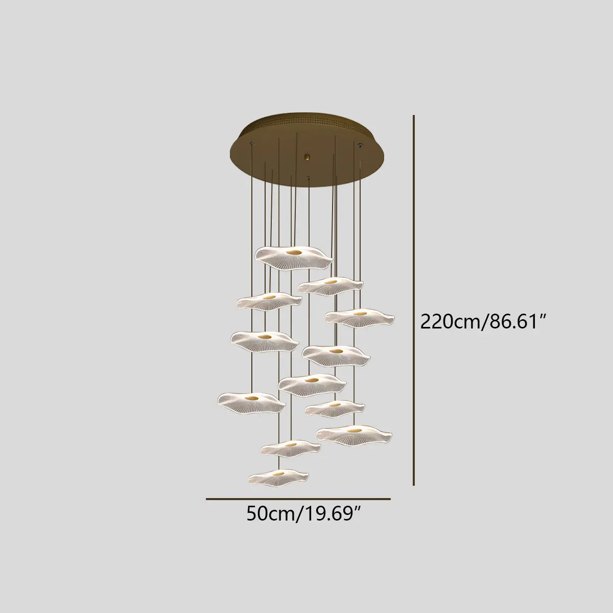 Feyran Rotasu Lotus Leaf Staircase Chandelier