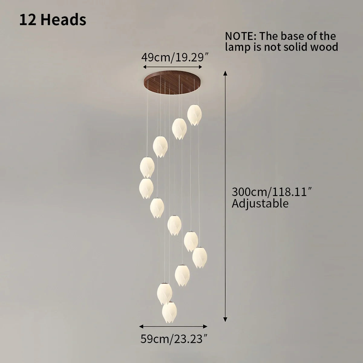 Feyran Cream Tulip Long Pendant Chandelier for Staircase