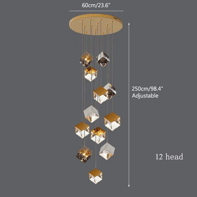 Feyran Ice Cube Textured Glass Chandelier
