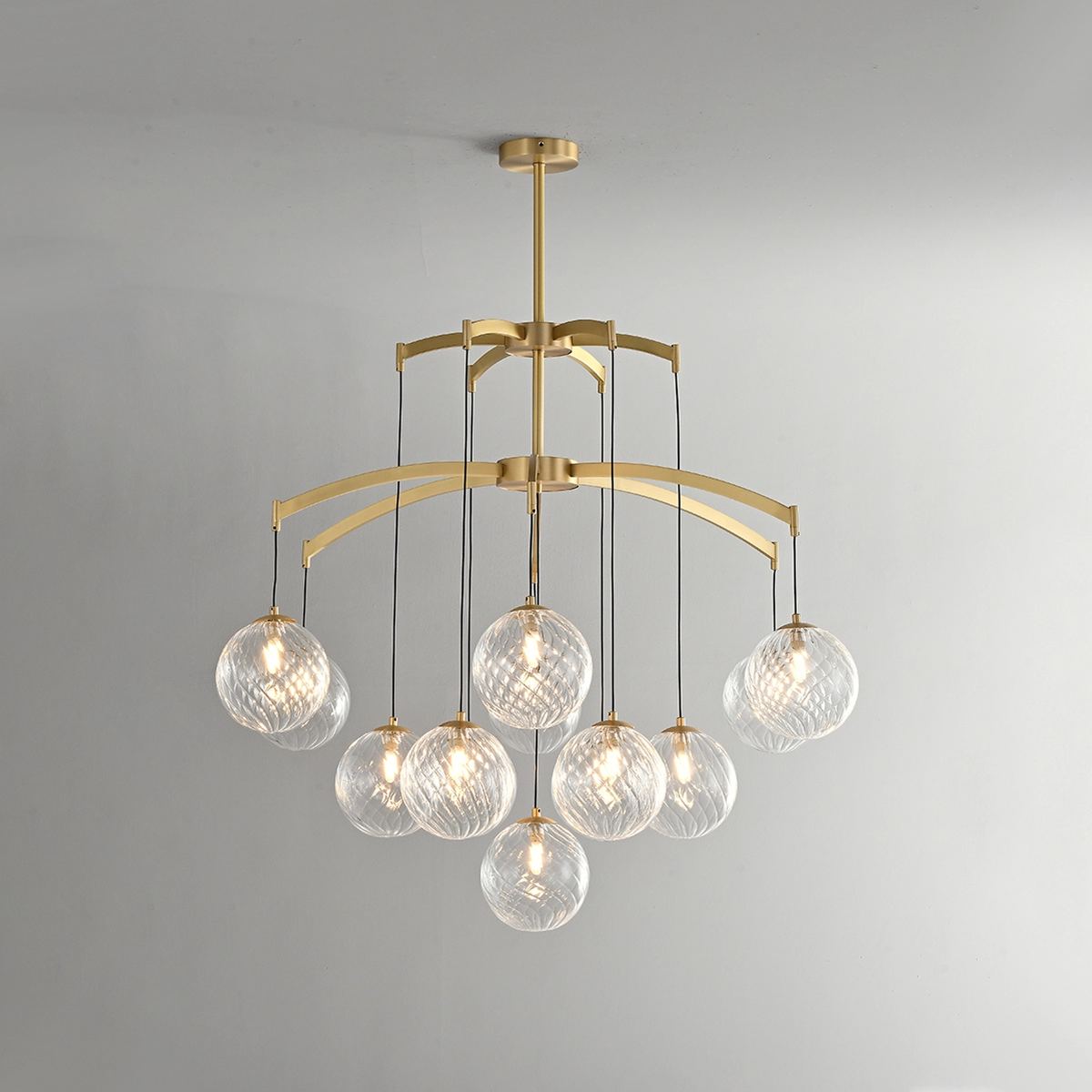 Feyran Modern Luxury Copper Glass Ball Chandelier