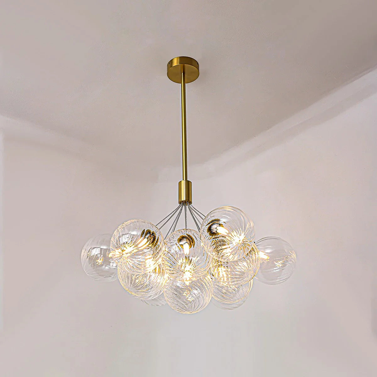 Feyran Luxury All Copper Glass Bubble Ball Chandelier