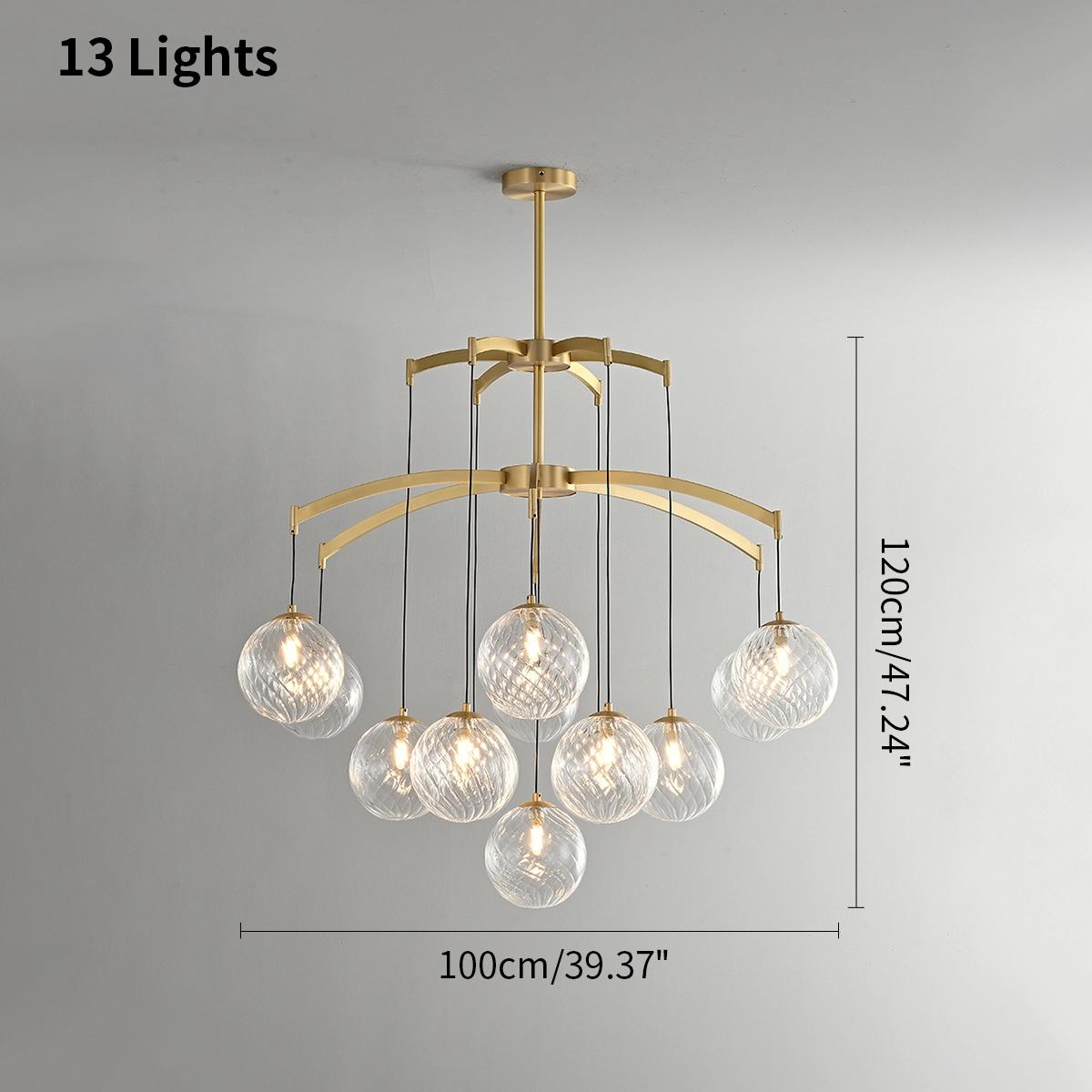 Feyran Modern Luxury Copper Glass Ball Chandelier
