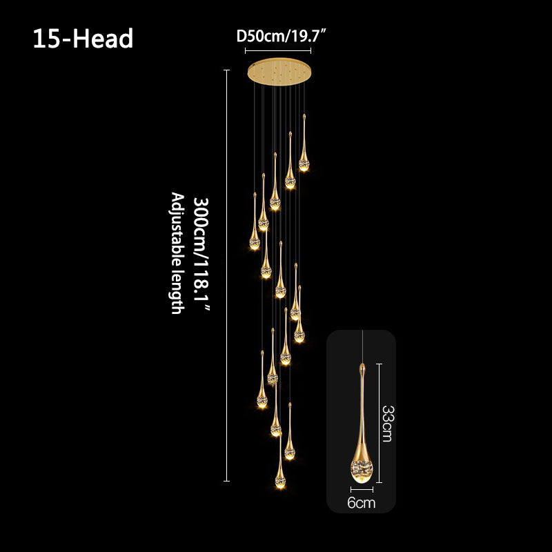 Feyran Luxury Water Drop Pendant Chandelier for Living Room