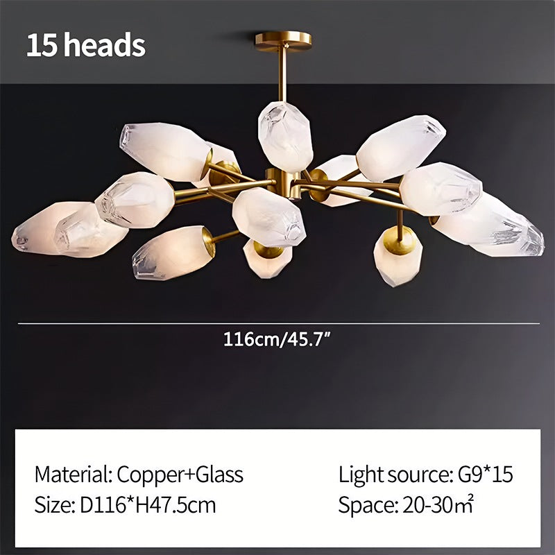 Feyran Crystal Bud Copper Chandelier for Living Room