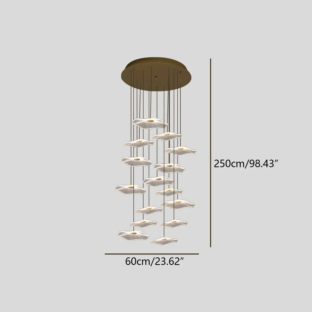Feyran Rotasu Lotus Leaf Staircase Chandelier