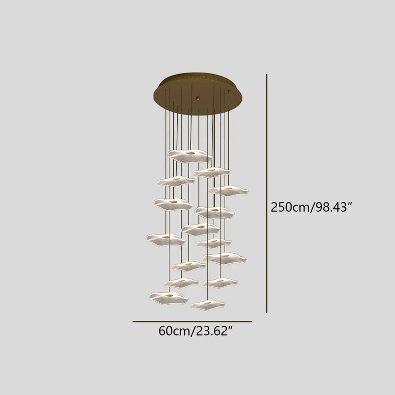 Feyran Rotasu Lotus Leaf Staircase Chandelier
