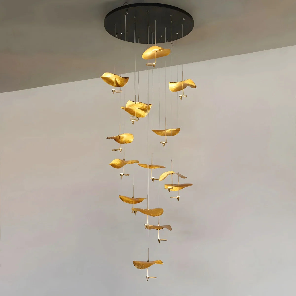 Feyran Orlia Brass Lotus Leaf Chandelier