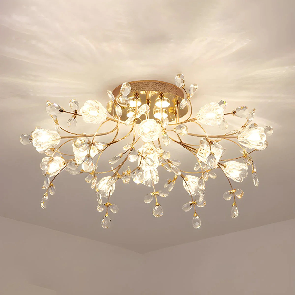 Feyran Lily Art Deco Flower Ceiling Light for Bedroom