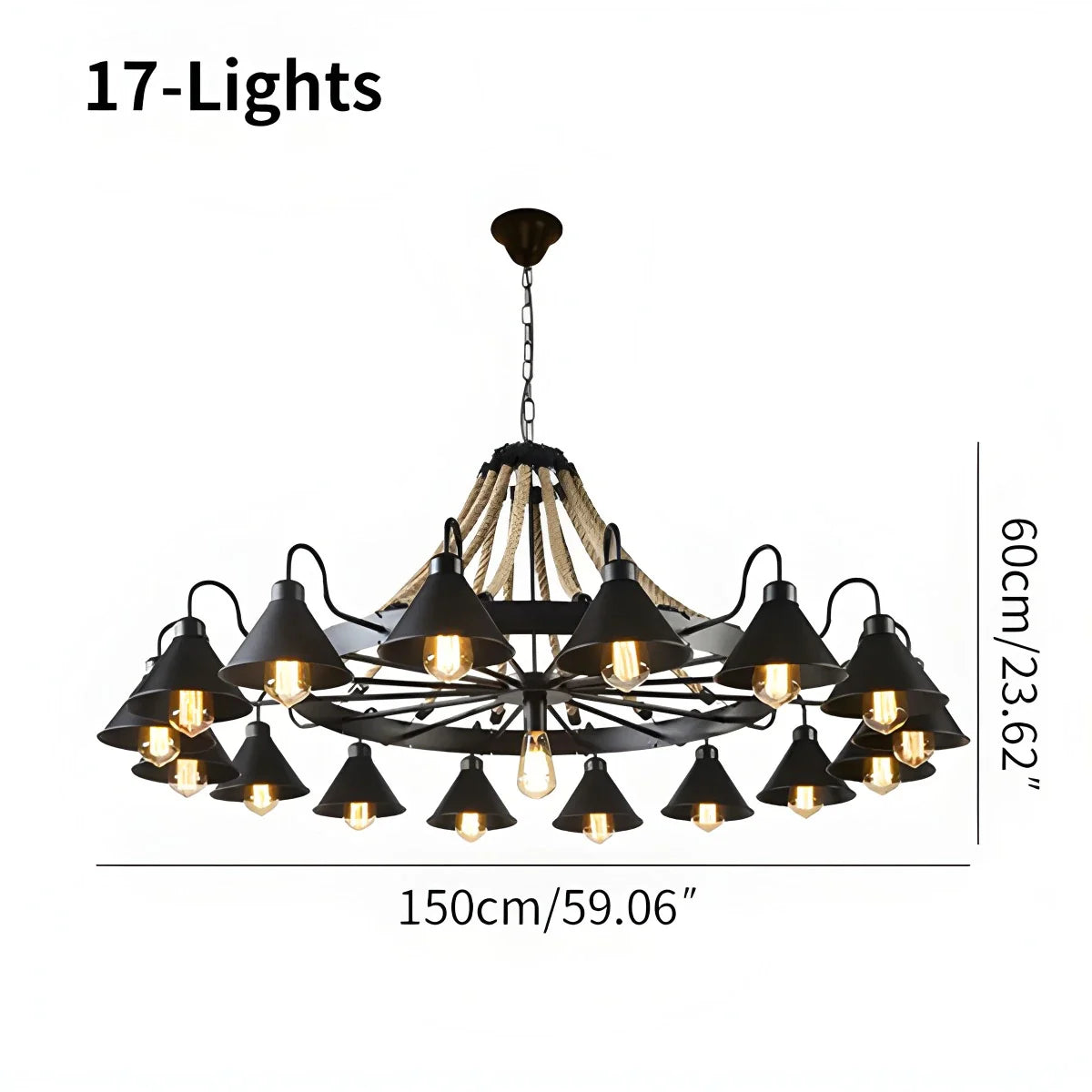 Feyran Vintage Industrial Rope Chandelier for Dining Area