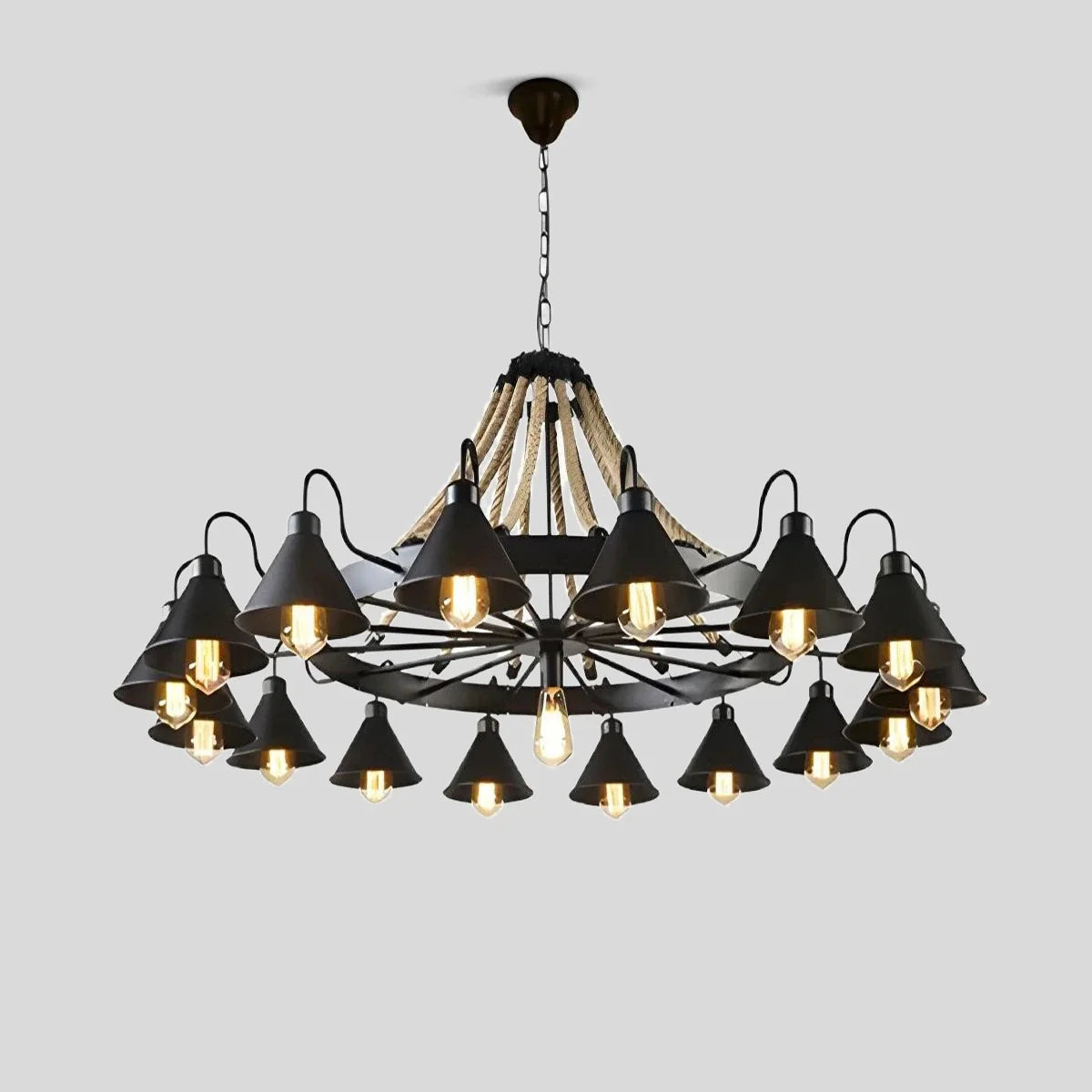 Feyran Vintage Industrial Rope Chandelier for Dining Area