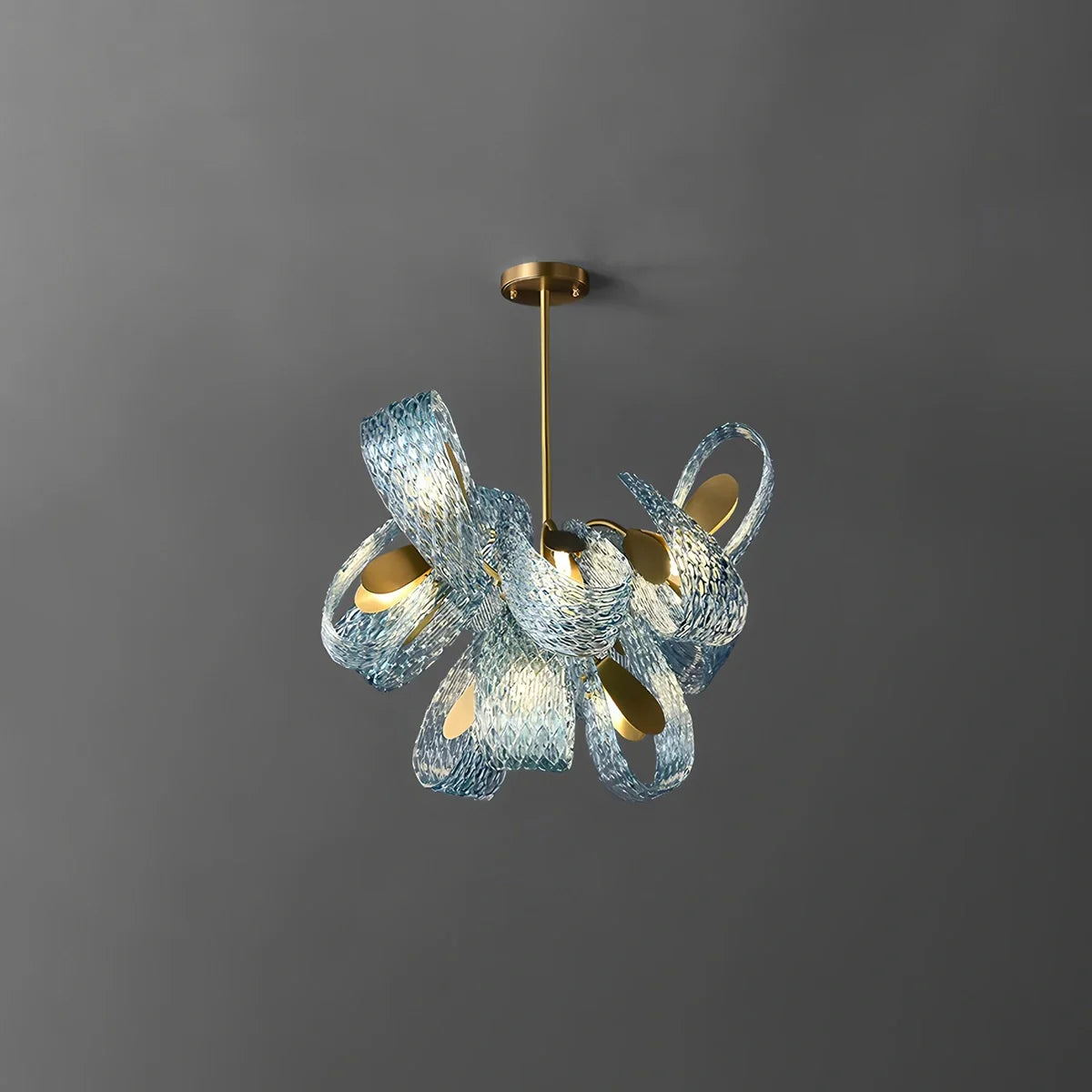 Feyran Peacock Blue Art Glass Chandelier for Dining Room