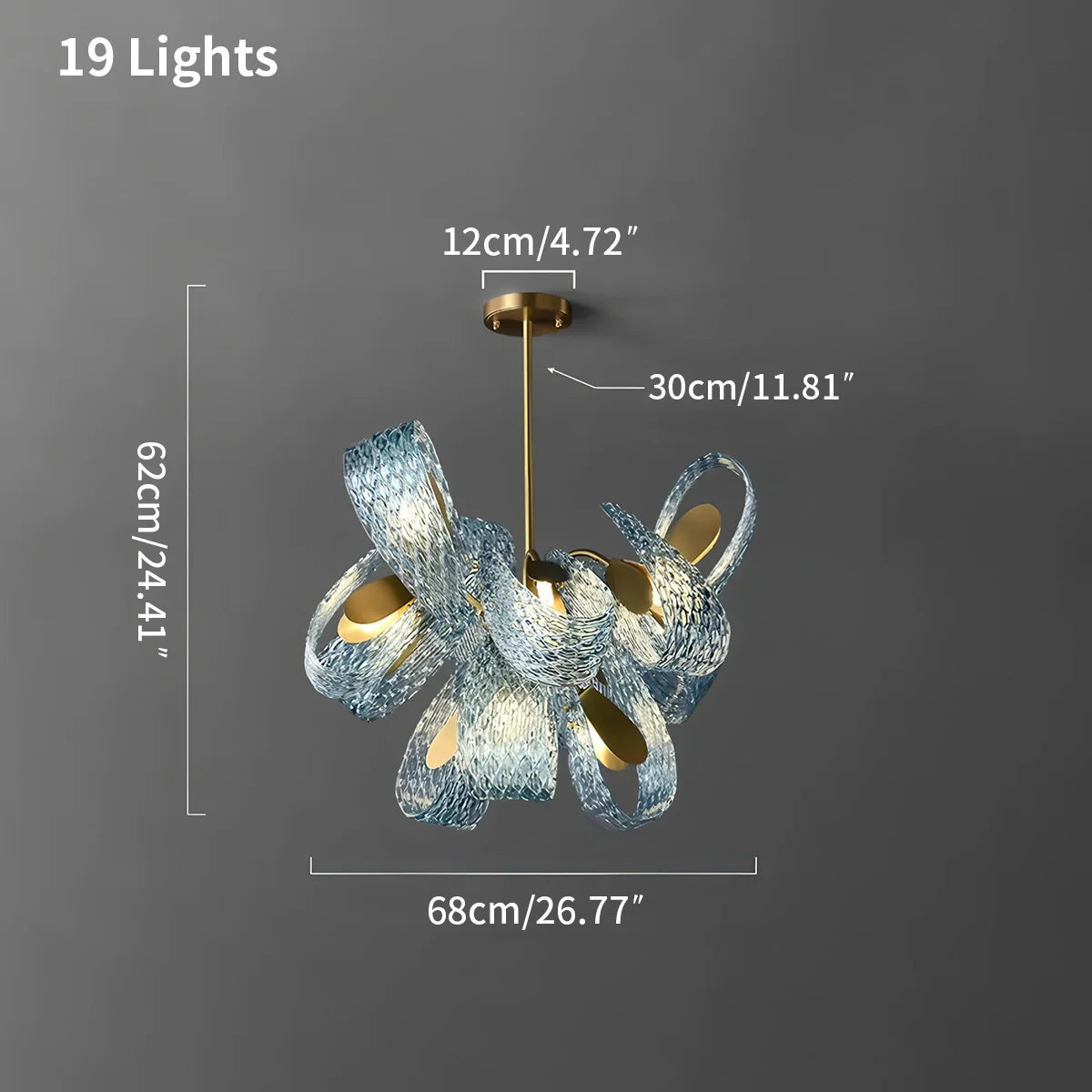Feyran Peacock Blue Art Glass Chandelier for Dining Room