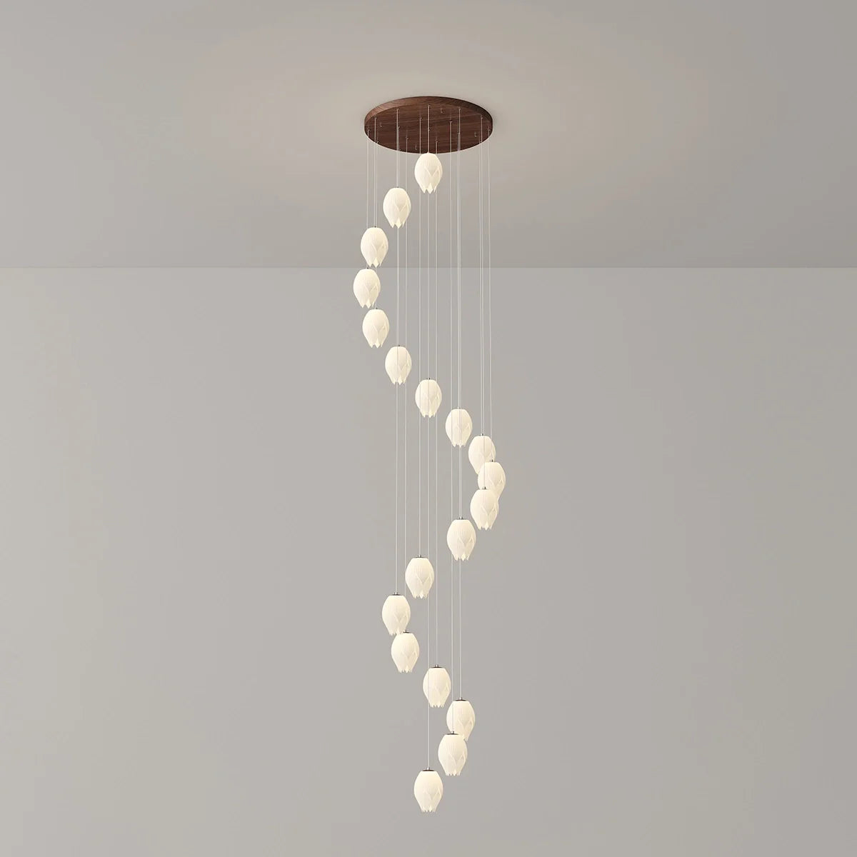 Feyran Cream Tulip Long Pendant Chandelier for Staircase