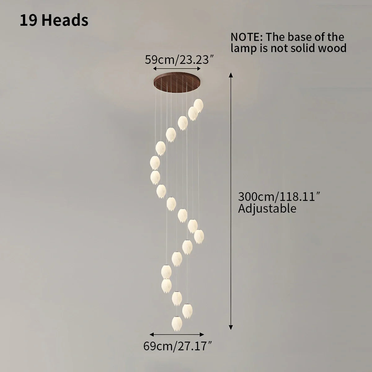 Feyran Cream Tulip Long Pendant Chandelier for Staircase